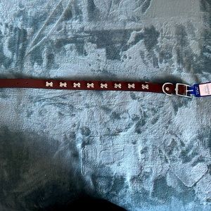 NWT large brown leather collar with bone detail